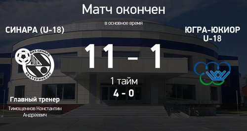 Итоги матча Синара U-18 - Югра-Юкиор U-18 Итоги матча Синара U-18 - Югра-Юкиор U-18